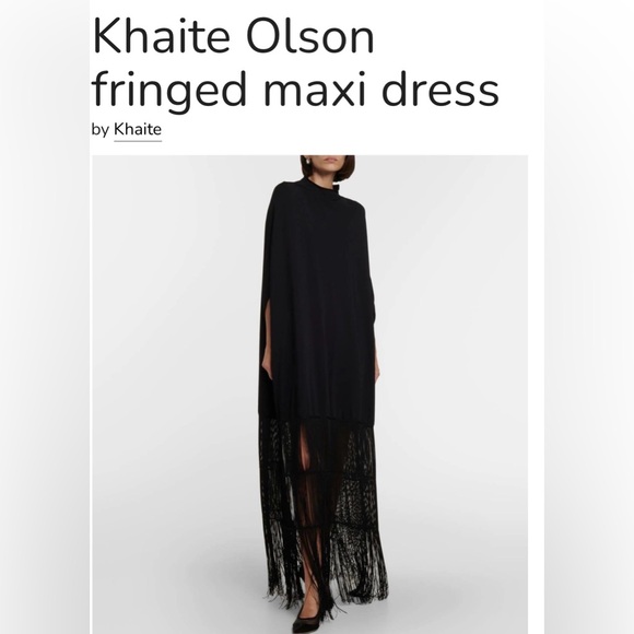 KHAITE Olson Fringe Black Maxi Dress - Picture 2 of 8